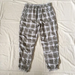 AMERICAN EAGLE AEO Men NEW SZ Small Plaid Spell Out Logo Nylon Jogger Pants - Picture 1 of 5