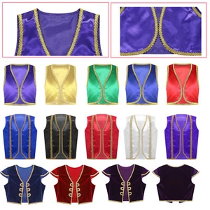 Boys Girls Arabian Prince Steampunk Costume Vest Halloween Cosplay Party Jackets - Picture 1 of 145