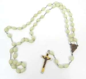 5L Glow In The Dark Christlicher Rosenkranz Perlen Halskette mit Kreuz & Emblem - Bild 1 von 2