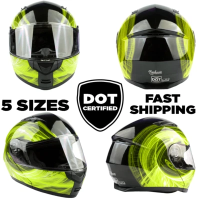 Casco modular para adultos DOT con gafas de sol desplegables alta visibilidad amarillo motocicleta Foto 1 de 4