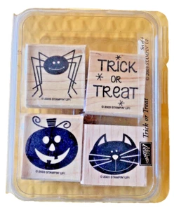 Stampin' Up Trick or Treat 2004 Wood Mounted Stamps Set of 4 - Picture 1 of 2
