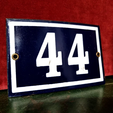 French vintage enamel house sign number 44 for door gate wall street portal Cover