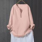 Plus Size Women V Neck Solid Top Shirt Tunic Tops Ladies Casual Baggy Blouse Tee