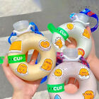 Creative Cute Circle Plastic Water Bottle Straw Cup Outdoor Sports Portable EI