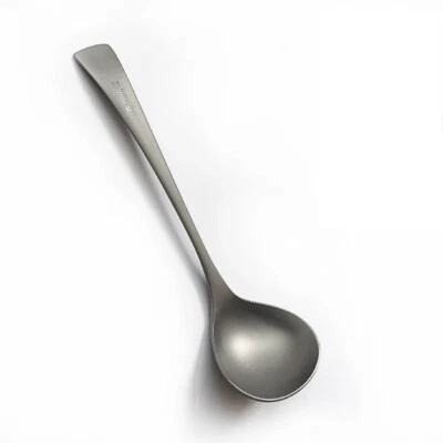 Cuchara de sopa de mango largo de titanio para hogar camping mochilero liviana Foto 1 de 4