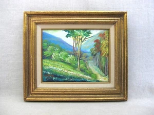 Quadro paesaggio haitiano vintage Jaseide colorato cornice tropicale originale - Foto 1 di 3