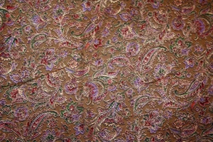 CANTERBURY FROM HOFFMAN-PURPLE FLOWERS AND PAISLEY ON BROWN - 100% COTTON FABRIC - Picture 1 of 3