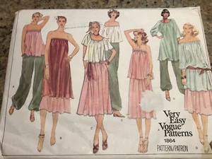 🌷VOGUE #1864 - SO 1970's! CUTE STRAPLESS TOPS-SKIRT & HAREM PANTS PATTERN 8-10 - Picture 1 of 3