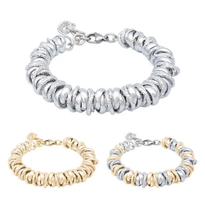 Bracciale tipo dodo stile nodini intrecciato lucido diamantato acciaio 1,2 cm - Foto 1 di 6