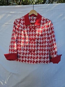 Women’s Mary Kay Blazer Size Medium Regular Red And White Pea Coat Style - Picture 1 of 9