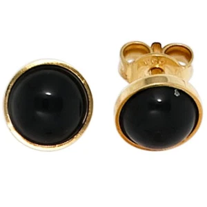 Pendientes De Onyx Negro Redondos De 6,8Mm En Oro Amarillo 333 - Imagen 1 de 1