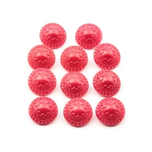Lot (11) Vintage Czech geometric red flower glass buttons 18mm - Picture 1 of 2