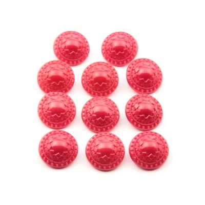 Lot (11) Vintage Czech geometric red flower glass buttons 18mm - Image 1 of 2