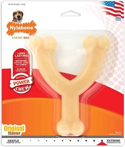 Nylabone Dura Chew Wishbone - Wolf Medium Chicken Extreme Dog Chew N214PEU - Picture 1 of 9