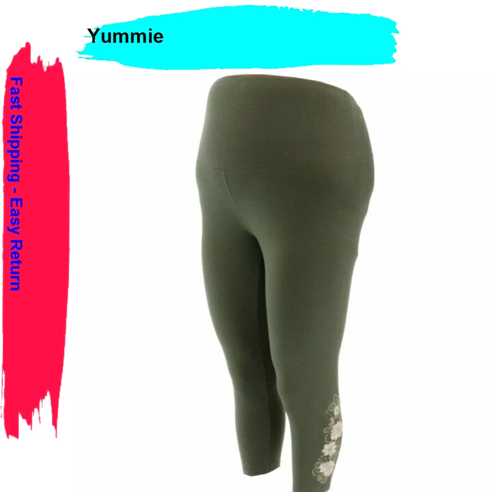 Yummie Artisan Floral Embroidered Legging Women's Olive XL