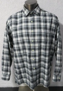 Mens Viyella Long Sleeve Button Front Shirt XL Cotton Wool Gray White Plaid - Picture 1 of 8