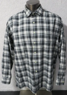 Mens Viyella Long Sleeve Button Front Shirt XL Cotton Wool Gray White Plaid - Image 1 of 4
