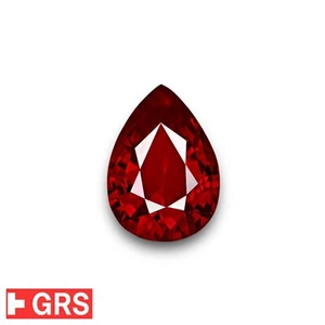 GRS Certified MOZAMBIQUE Ruby 2.04 Ct. Natural Untreated PIGEON'S BLOOD RED Pear - Picture 1 of 8