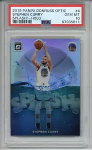 Panini Donruss Optic Splash 2019! HOLO #4 STEPHEN CURRY WARRIORS PSA 10 RARO - Imagen 1 de 2