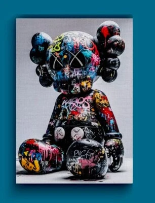 Impresión en lienzo Kaws Art - Payaso urbano - Arte pop estilo graffiti - Decoración de pared - - A3 Foto 1 de 4