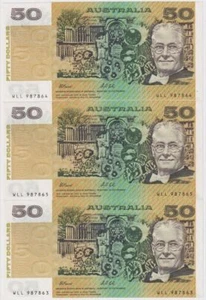1991 $50 Trio Fraser/Cole R513 Ink Stain about Uncirculated - Picture 1 of 2
