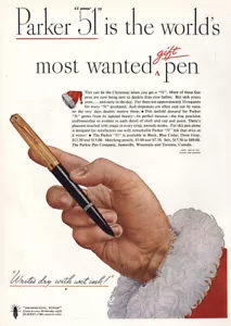 Pluma Parker 51 1946: anuncio impreso vintage de Papá Noel - Imagen 1 de 1