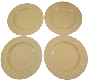 Royal Norfolk Basket Weave Rimmed 10.5" Yellow Dinner Plates – Set of 4 - Picture 1 of 14