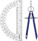 Student Geometry Math Set, Drawing Compass and 6 Inch Clear Swing Arm Protractor