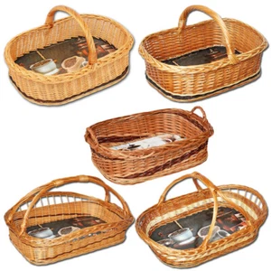 Weidentablett Tablettkorb Korbtablett Tablett Serviertablett Kaffemotiv Auswahl  - Bild 1 von 8