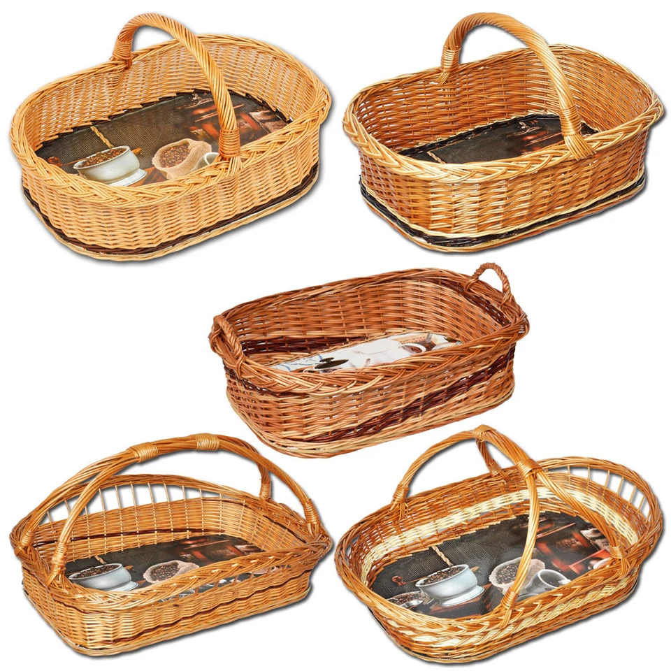 Weidentablett Tablettkorb Korbtablett Tablett Serviertablett Kaffemotiv Auswahl  - Bild 1 von 1