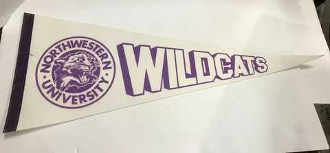 VINTAGE NORTHWESTERN UNIVERSITY WILDCATS FELT BANNER/ PENNANT 30" FREE SHIPPING! Cover