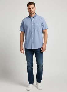 Jack Spade Shirt Men s XL Blue Button-Up Short Sleeve Plaid Collared Cotton Nerd - Picture 1 of 7