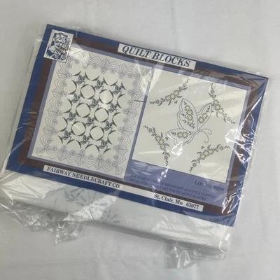 Fairway Needlecrafts Stamped Butterfly Quilt Blocks #92398 - New - Image 1 of 2