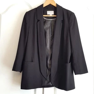 Monsoon Size 12 Women's Black 3/4 Sleeve Open Front Jacket Blazer - Picture 1 of 9