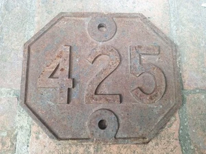 Vintage Cast Iron Railway Rail Bridge Wagon Plate Sign Train Number 425 FREE P&P - Foto 1 di 3