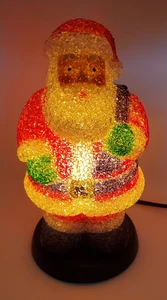 Vintage beleuchtete Weihnachtsmann Tischplatte Hartplastik geformtes Pellet Popcorn Licht funktioniert - Bild 1 von 14