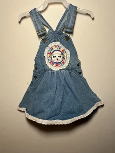 Vestido Jean Vintage Años 90 Cordero Chop & Friends Volantes Auténtico con Etiqueta Personaje 24M - Imagen 1 de 13