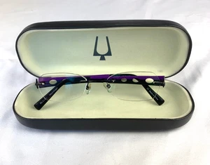 Bulova WESTPORT Rimless Eyeglasses Frames only  Black/Purple 53-18-135 w/ Case - Picture 1 of 9