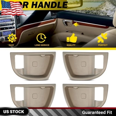 4X Tampa de Maçaneta Interior Bege Esquerda e Direita Para Hyundai Santa Fe 2007-2012 - Imagem 1 de 4