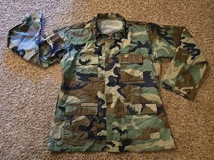 US Army Men’s Combat Jacket Large Long Woodland Camo Coat - Picture 1 of 19