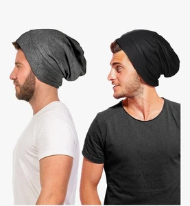 2 Pezzi Cofano Capelli per Uomo Seta Raso Copriletto Copri Notte Dormire Beanie - Foto 1 di 7