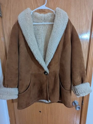 Abrigo de piel de oveja Overland vintage unisex gamuza forrado sherpa con caparazón de tortuga  Foto 1 de 4