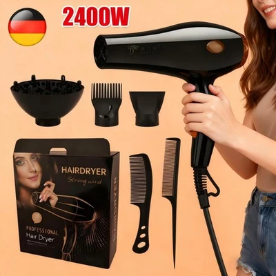 Föhn Haartrockner mit 3 Diffusor Haarfön Profi Ionen 2400W Hair Dryer Trockner - Bild 1 von 4