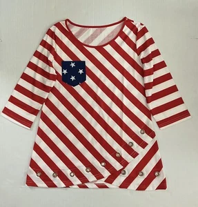 Camiseta Top Mujer Modlily Estampado Bandera Patriótica Manga 3/4 Parte Inferior Anillo Detalle M - Imagen 1 de 11