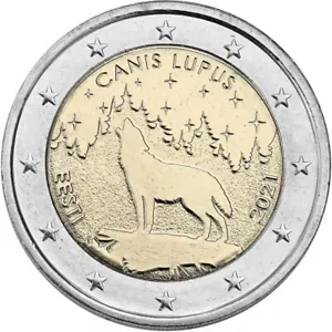 2 Euro Estonia 2021 Il lupo - Animale nazionale estone Unc - Foto 1 di 2