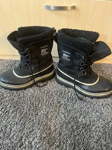 SOREL MEN'S CARIBOU LINING MID-CALF BOOTS WATERPROOF LEATHER BLACK SIZE 9 - Picture 1 of 9