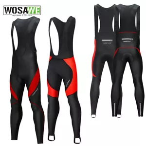 WOSAWE Herren Fahrrad Trägerhose Gepolstert Verdicken Thermofleece Lätzchen Hose - Bild 1 von 13