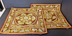Set of 2 Beaded and Sequined 15”x 15”Pillow Cases Embroidered Tapestry - Picture 1 of 7