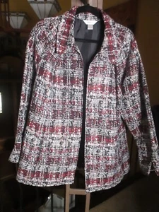 SALE CJ Banks 1X Silver Black & Red Open Front Blazer Jacket w/ Pockets - Picture 1 of 3