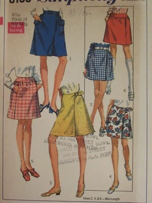 Mod VTG 68 SIMPLICITY 8100 Misses Set of Skirts in 2 lengths/6 Looks PATTERN 24W - Image 1 of 3
